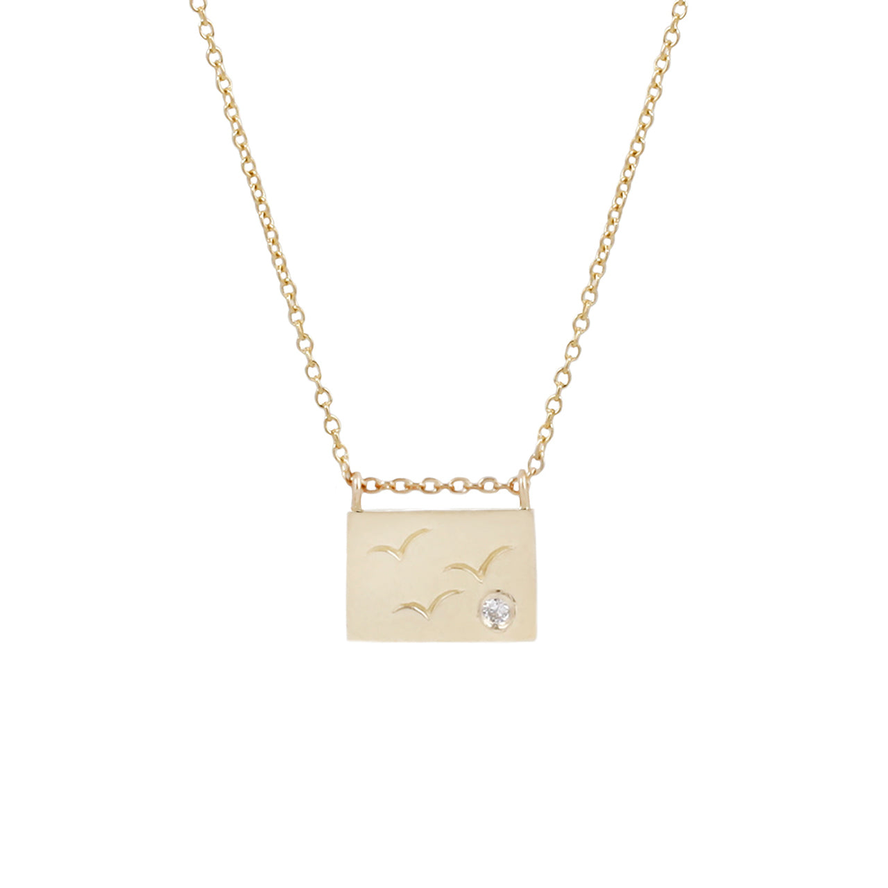 Birds postcard charm necklace