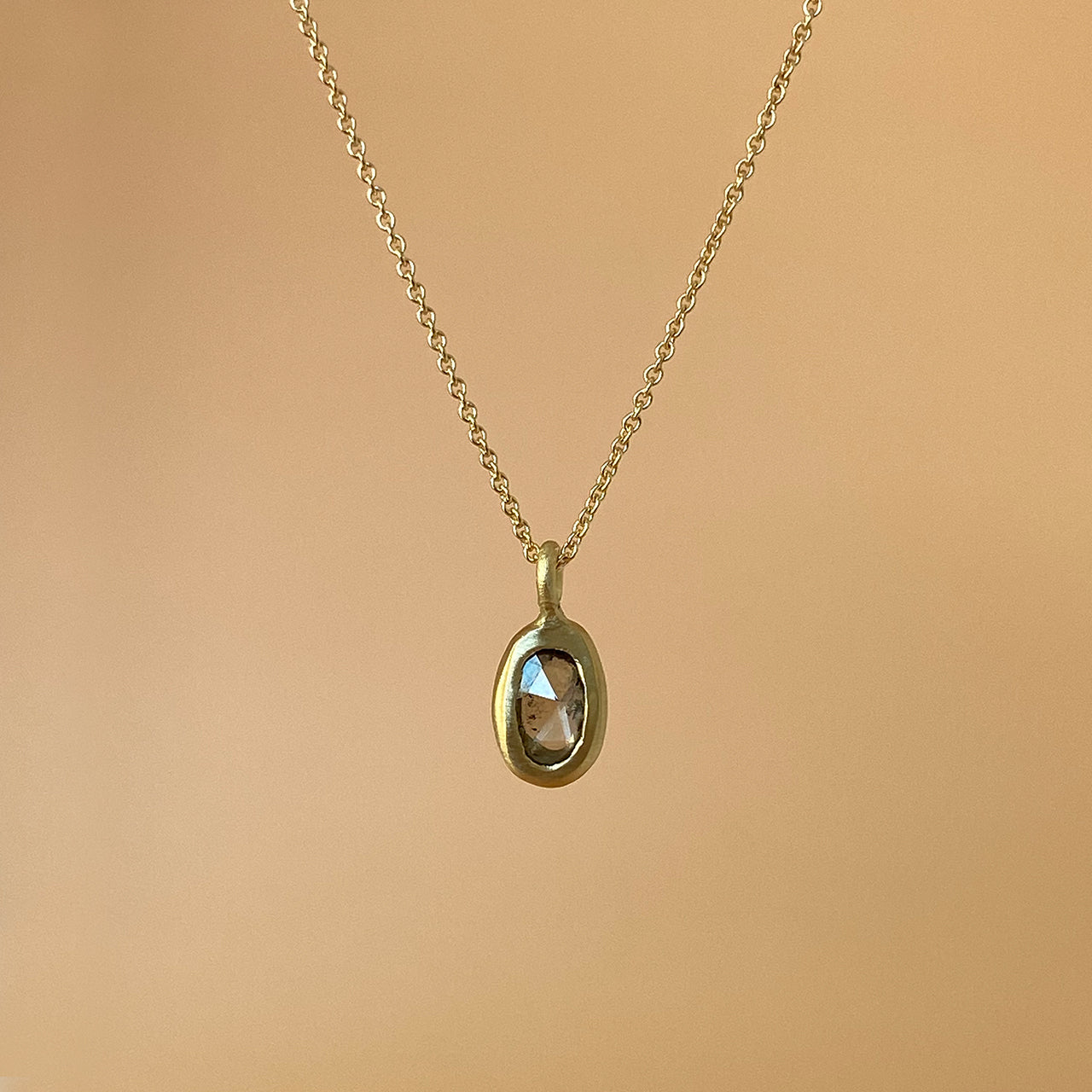 OOAK Oval cognac diamond necklace